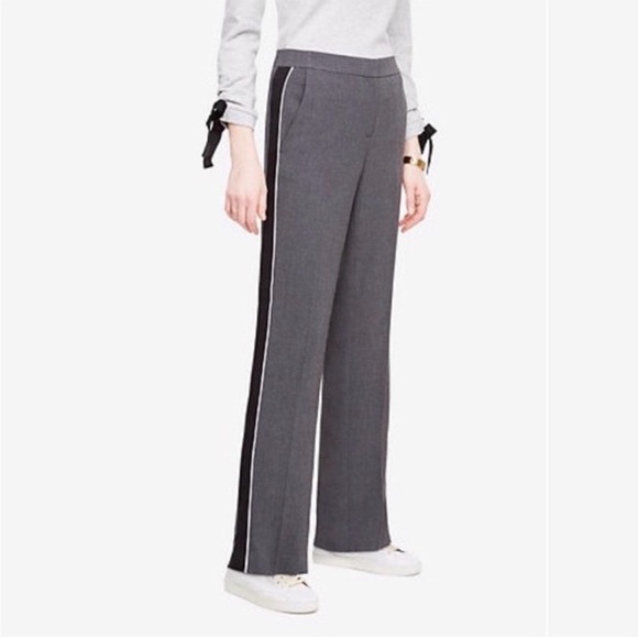 Ann Taylor Side Stripe Track Pants Gray Black Large - Picture 2 of 14